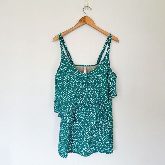 Lane Bryant Cacique Women’s Plus Size Two Piece Tankini Brief Teal with White Do - Picture 2 of 14